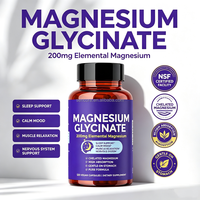 Capsules végétaliennes de glycinate de magnésium 200 mg, chélaté élémentaire à absorption élevée, complément alimentaire minéral pour le sommeil