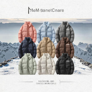 OEM Logotipo Personalizado Zipper Puffer Jacket para Homens Plus Size Grosso Inverno Vestuário Stand Collar Bubble Design Tecido Tingido - Product Image 3