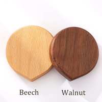 Miroir cosmétique rond en bois de bambou personnalisé en gros, mini miroir de poche à main, miroir de maquillage de poche en bois