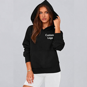 Sweat-shirt à capuche uni pour femme OEM avec poche kangourou, personnalisable, pour usage quotidien, fournisseur de vêtements streetwear en gros - Product Image 2