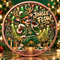 Pièce de monnaie commémorative de Noël personnalisée en cuivre pur 999 de 1 oz, motif renne, boîte cadeau, relief 3D, impression UV, animaux de collection