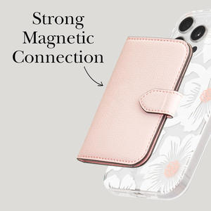 Luxury Bi-fold MagSafe <b>Wallet</b> Magnetic Leather Card <b>Holder</b> with Snap Closure for iPhone Slim Natural Grain Phone Card Bag - Product Image 4