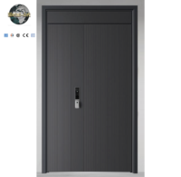 Puerta de Entrada de Seguridad Minimalista Moderna, Construcción de Aleación de Aluminio Antirrobo, Apertura Lateral Deslizante, Uso Comercial, Exterior y Escolar