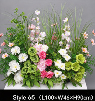 WG261009 Chemin de table floral en soie blanc et vert style jardin sauvage, rangée de fleurs artificielles de clématites et marguerites pour scène d'événement et photomaton
