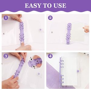 Ngân sách A5 6 gói da A6 chất kết dính trong suốt 6 Vòng chất kết dính rõ ràng mềm máy tính xách tay bìa kế hoạch thư mục Bìa <span class=keywords><strong>Snap</strong></span> Nút - Product Image 3