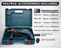 Marteau perforateur de démolition robuste 230 V 1700 W 50 mm 27 J avec burin de démolition et pointe de perçage