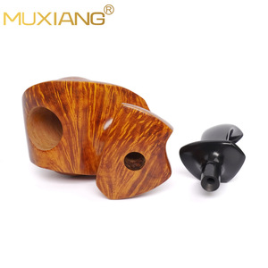 MUXIANG Briar Wood Smoking Pipe Bent Type Light Colored Glossy Black Sandblasted Tobacco Pipe For Men - Product Image 3