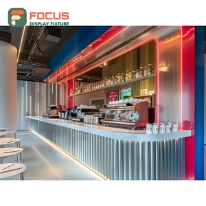 Boutique Coffee Merchandise Display Rack Oak Grain Finish Syrup Bottle Display Area Bean Shop Display Rack - Product Image 1