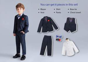 Ragazzi 6 pezzi abiti formali, Slim Fit, giacca, gilet, pantaloni; 3 pezzi inclusa <span class=keywords><strong>camicia</strong></span> - Product Image 4