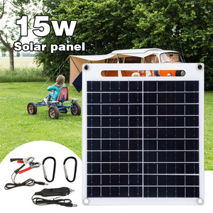 แผงโซลาร์เซลล์แบบพกพาชนิดโมโนคริสตัลไลน์ 15W 12V ชาร์จ USB คู่แบบพับได้สำหรับการเดินป่าตั้งแคมป์กลางแจ้ง - Product Image 3