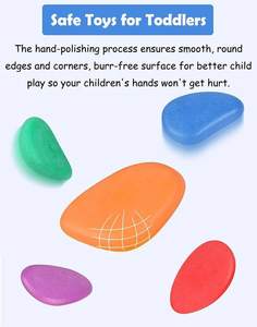 Ensemble de roches de tri en bois colorées jouet éducatif unisexe pierres d'équilibrage blocs empilables pour les enfants - Product Image 3