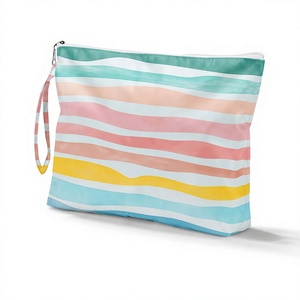 Sac de plage en polyester personnalisé, pochette cosmétique imperméable avec fermeture éclair, sac de voyage organisateur, sac de rangement portable pour maquillage, logo OEM - Product Image 1