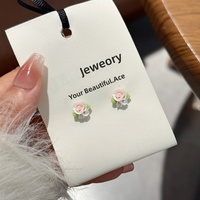 Set Anting Stud Mawar Resin Kecil Warna Campuran Anting Mini Floral untuk Wanita dan Remaja Putri