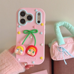 เคสโทรศัพท์ซิลิโคน 3 มิติ ลายการ์ตูนเด็กน้อยน่ารัก สีชมพู ประดับดาว สำหรับ iPhone 17 Pro Max 13 ป้องกันการกระแทก - Product Image 6