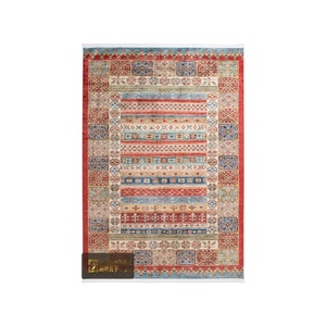 Tappeto in Stile Antico Turco LandScopeTech, Tappeto Persiano Vintage con Medaglione, Pelo Lungo in Poliestere, Antiscivolo, Pronto per la Consegna - Product Image 1