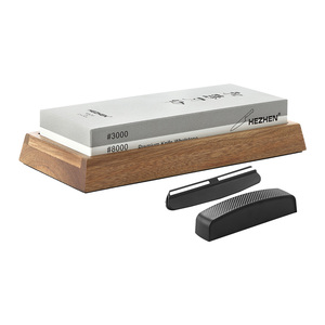 HEZHEN Professional #3000/8000 ou #1000/5000 Pierre à aiguiser double face en corindon blanc Damas Pierre à aiguiser pour couteaux - Product Image 3