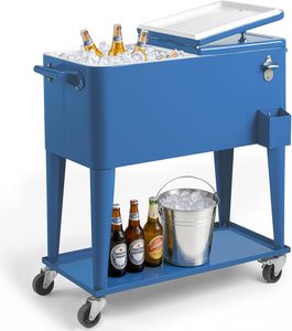 Nevera Portátil Enrollable <span class=keywords><strong>de</strong></span> 73L, Nevera Metálica con Ruedas <span class=keywords><strong>para</strong></span> Mantener Frío, Carrito Nevera con Ruedas <span class=keywords><strong>para</strong></span> Fiestas - Product Image 5