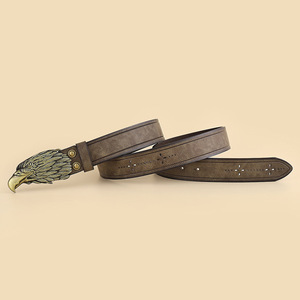 เข็มขัดยีนส์คาวบอยสไตล์เรโทรสำหรับผู้ชาย พร้อมหัวเข็มขัดโลหะรูปนกอินทรี ของขวัญส่วนตัว ขายส่ง - Product Image 5