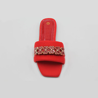 Chaussures pas chères, grandes tailles 36-42, pantoufles rouges personnalisées, sandales plates pour femmes et dames, respirantes et durables