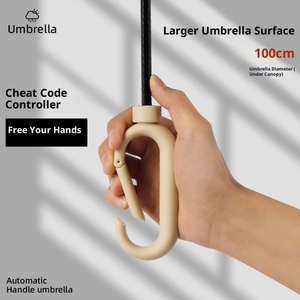 Paraguas de doble propósito con 8 varillas, anillo de apertura manual, reflectante de seguridad, de goma negra, con protección solar, para fabricantes, con logotipo personalizado. - Product Image 2