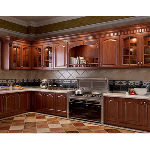 <span class=keywords><strong>Mobili</strong></span> da <span class=keywords><strong>Cucina</strong></span> in Legno a Forma di L con Design Gratuito, Lussuosi Armadi da <span class=keywords><strong>Cucina</strong></span> in Legno Massello Colore Ciliegio Rosso - Product Image 2