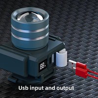 Xinyin Lampu Kepala Cahaya Kuat Laser Putih Zoom Teleskopik Layar Elektronik Digital Output USB IP65 Paduan Aluminium
