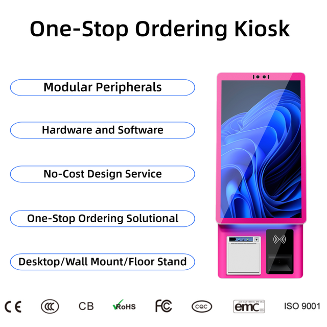 21.5 Inch Touch Screen Desktop Restaurant Self Ordering Payment Kiosk Terminal with QR Scanner Ticket Printer