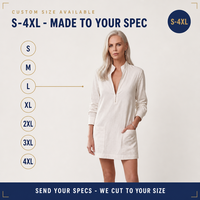 Robe Tunique Courte Personnalisée pour Femme, Printemps, Demi-Zip, Col Montant, Manches Longues, Poches Amples, Style Cache-Cœur, OEM ODM