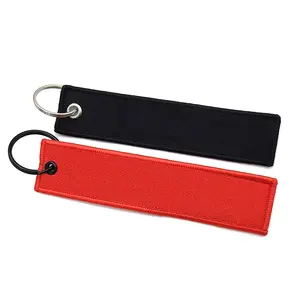 Factory wholesale Blank Sublimation Fabric Keychain Blanks Key Tags Embroidered Jet Tags