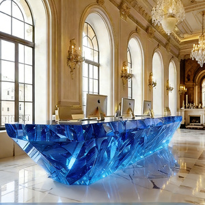 Mostrador de recepción de cristal hecho a medida R070, mostrador frontal de cristal transparente, muebles comerciales de lujo para uso empresarial - Product Image 1