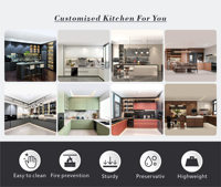 Fabricants de cuisines sur mesure à Foshan, designs modernes et luxueux avec options en bois massif et en panneaux stratifiés