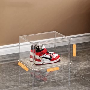 <b>Clear</b> Stackable Acrylic Shoe Organizer for Closet Easy Assembly Injection <b>Plastic</b> Rectangle Sneaker <b>Containers</b> Lids Size 14 Fit - Product Image 4