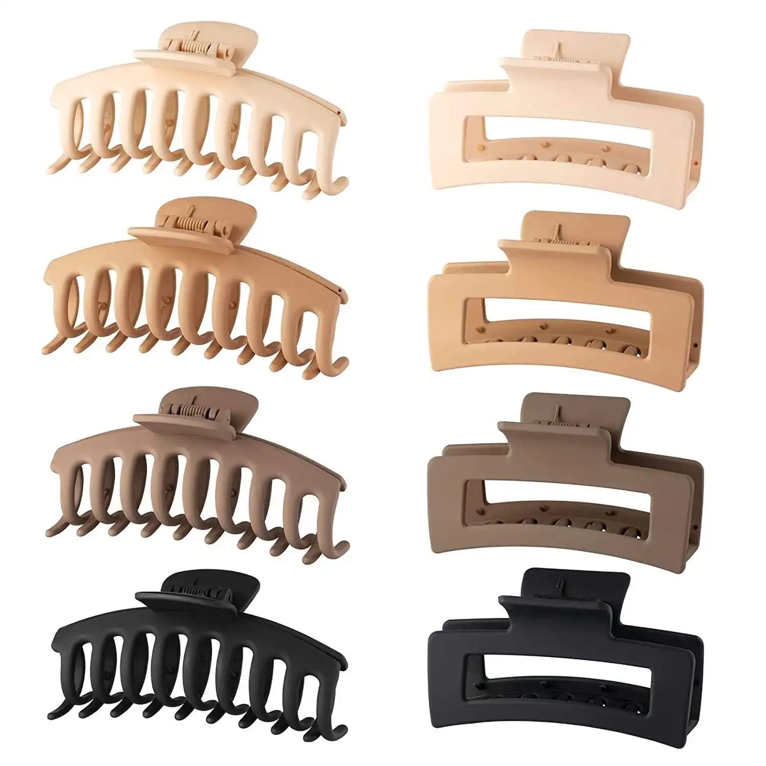 Custom Wholesale Women 8 Pack Strong Haarklammer Hold Jaw Clip 10.5cm 8.5cm Big Matte Banana Clips Large Plastic Hair Claw Clips