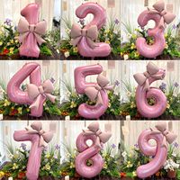 40 pouces Film aluminium Forme extraterrestre Rose Nœud papillon Ballons numérotés Décoration de fête d'anniversaire adulte Accessoires d'installation simples