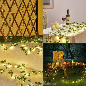 IP44 LED stringa <span class=keywords><strong>luci</strong></span> da giardino fata linea verde foglia ghirlanda stile colore bianco caldo per interni esterni illuminazione decorativa natalizia - Product Image 6