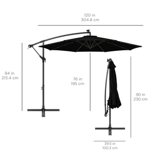 <span class=keywords><strong>Parasol</strong></span> de terrasse de marché extérieur suspendu à LED solaire de 10 pieds avec inclinaison réglable - Product Image 2