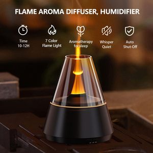 Flame Aroma Diffuser 7-color <b>Light</b> Three-level <b>Timer</b> 120ml Water Capacity Portable Household & Office Use - Product Image 5