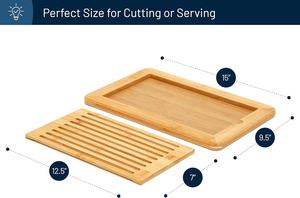 Grande planche à pain en bambou naturel <span class=keywords><strong>de</strong></span> qualité supérieure avec plateau à miettes gravé, plateau <span class=keywords><strong>de</strong></span> service pour la cuisine - Product Image 2