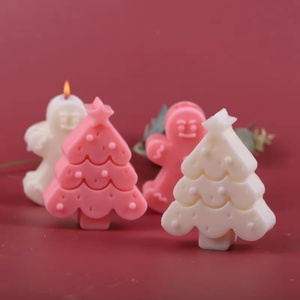Moldes de Silicona Grandes para Hacer Velas, con Diseño de Hombre de Jengibre y Árbol de Navidad 3D, de Grado Alimenticio, para Manualidades - Product Image 2