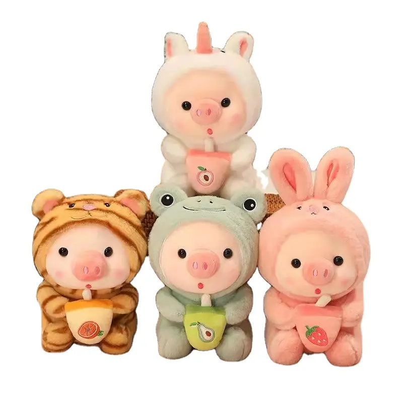 Mignon Animal Fruit Boba Thé Bulle En Peluche Cochon Jouet Kawaii Oreiller De Couchage Coussin Doux En Peluche Cochon Jouet