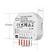 Module d'interrupteur intelligent WiFi 4 gangs unipolaire encastré avec contrôle à distance et vocal via l'application Smart Life 10A ABS