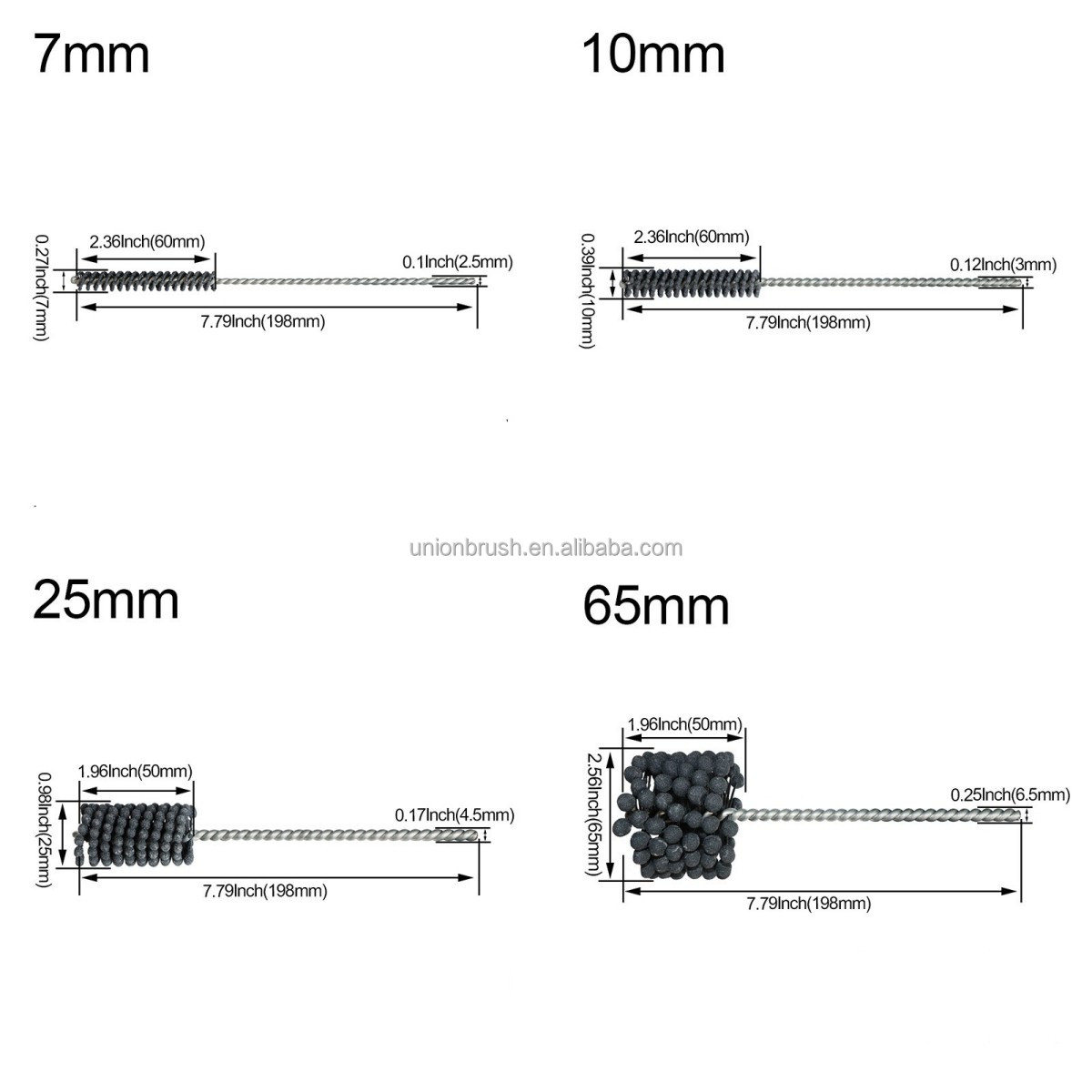 FUMAIT Polishing Cleaning Deburring Silicon Carbide Aluminum Oxide Tube Brushes