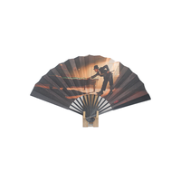 Grand éventail pliant classique en bambou fait main, motif dessin animé Ananda, pour festivals, rave, danse, musique, sports, fêtes et décorations, pour hommes et femmes