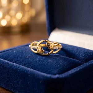 Stylish <b>Gold</b> Heart Infinity <b>Cocktail</b> <b>Ring</b> Elegant Women's Double Band Design Cute Wedding Party Jewelry Gift for Anniversary - Product Image 2