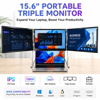 Moniteur portable triple écran multi-tâches pour bureau, 15,6 pouces, 1080P IPS, Type C, haut-parleur intégré, Plug & Play, pour ordinateur portable et ordinateur de bureau