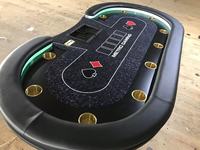 LED ışıkları ile 10 oyuncu Casino Poker masası özel Texas Hold'm eğlence kumar ahşap masa 96 inç