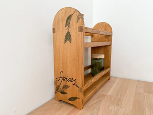 Étagère à deux niveaux pour bar à café, étagère à épices en bois pour cuisine, vitrine de rangement, étagère personnalisée faite à la main, style ethnique - Product Image 5