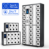 Casillero Inteligente de Carga para Teléfonos con 12 Puertas y Ventanas de Acrílico, Gabinete de Almacenamiento sin Llave de Autoservicio para Vestíbulo de Oficina y Gimnasio