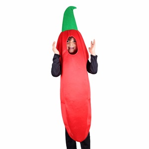 Costume de piment rouge pour enfants avec tige verte, tenue de performance pour jeu de rôle, taille moyenne - Product Image 1
