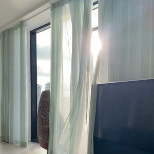 Cortinas de tul de lino de lujo personalizables tela translúcida para apósitos de <span class=keywords><strong>ventana</strong></span> características opacas sala de estar del hogar - Product Image 3
